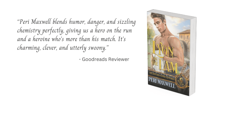 The cover of Lyon on the Lam with a quote from a reviewer.